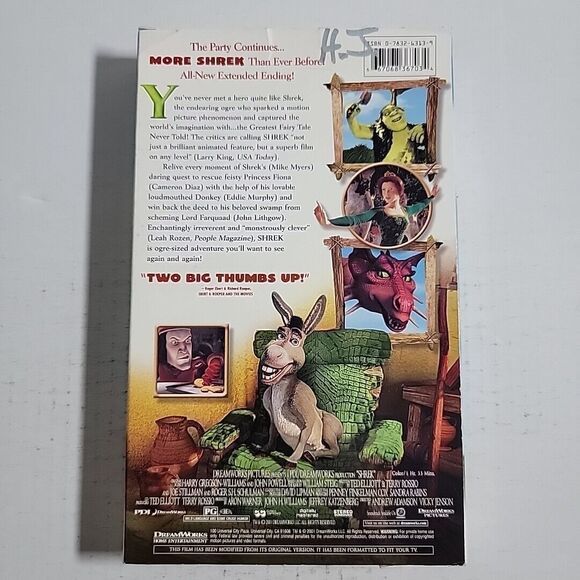 SHREK 2001 Animated Movie VHS Special Edition Large Case Big Box - NO MOLD - Picture 7 of 7